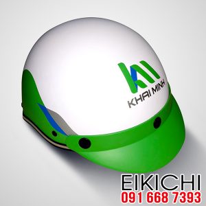 Công ty Khải Minh in logo lên nón bảo hiểm tặng khách hàng