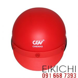 In logo CGV lên nón bảo hiểm quảng cáo theo yêu cầu làm quà tặng khách hàng